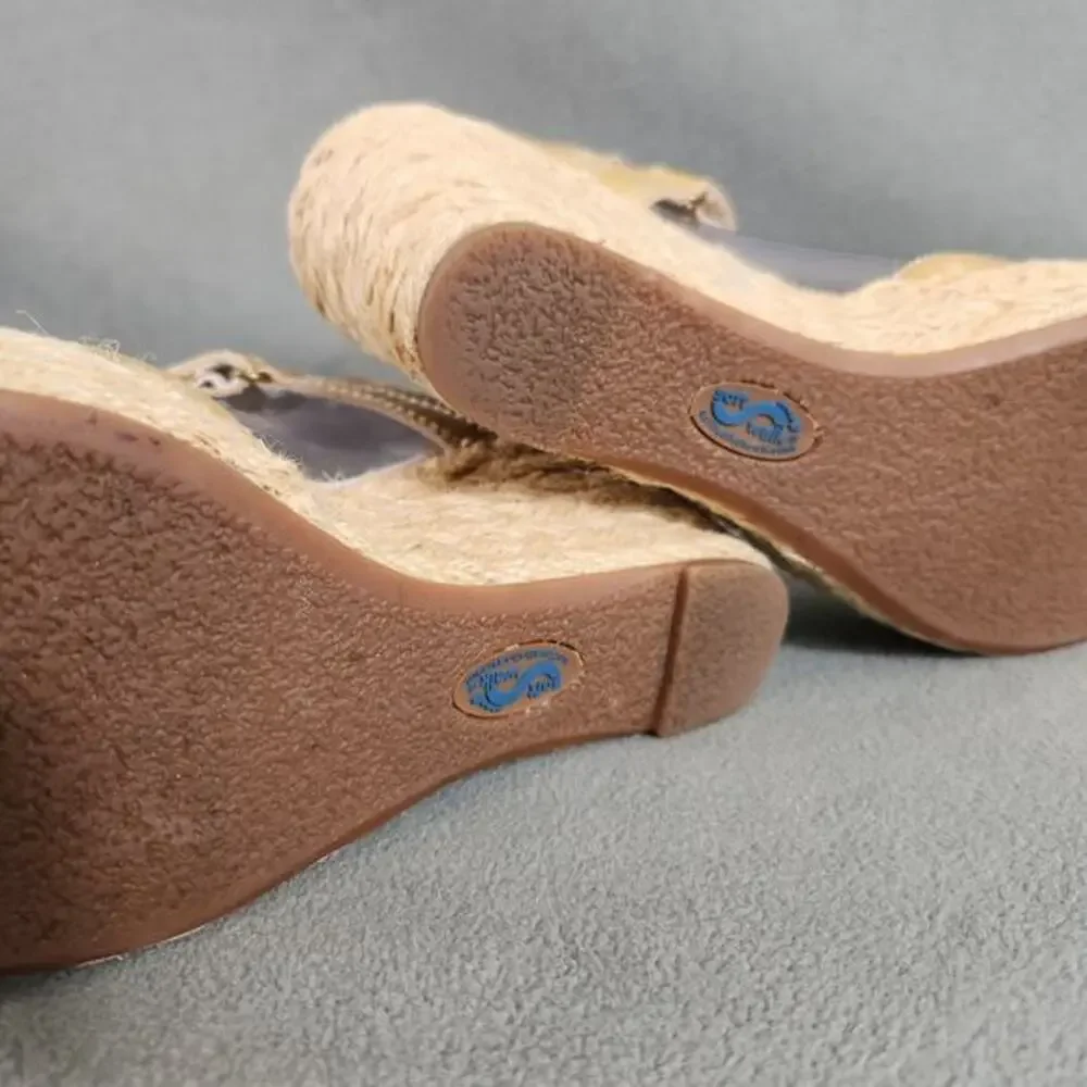 SOFTWALK Women's Patent Leather Espadrille Wedges Size 7M Comfort‎ Shoes Tan